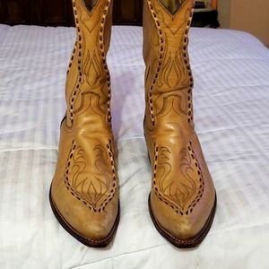Men Carmel Doeskin All Leather Cowboy boots